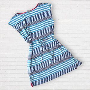 BODEN Harriet Tunic Tie Blue Stripe Mini T-Shirt Shirt Cotton Modal Dress M